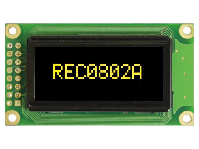 Raystar Optronics, OLED; alphanumeric, 8x2, Dim: 58x32x10mm, yellow, PIN: 16